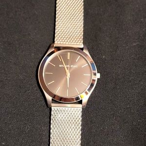 Michael Kors Slim Runway Black Silver Mesh Mens Watch MK8606 Unisex